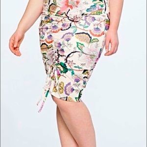 Eloquii printed pencil skirt with gathering